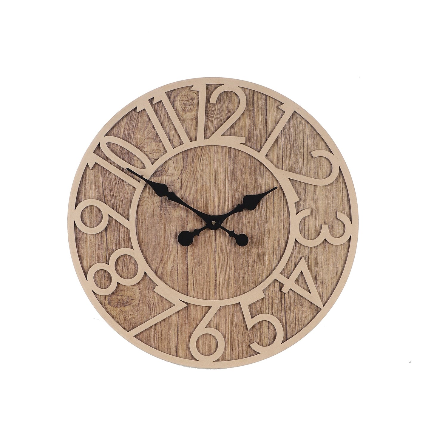 wc13 Rustic Light Brown Wooden Wall Clock with Roman Numerals